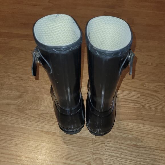 Hunter Womens Original Mid Calf Black Glossy Rain Boots Size 5 Mudders Snow - Picture 6 of 7